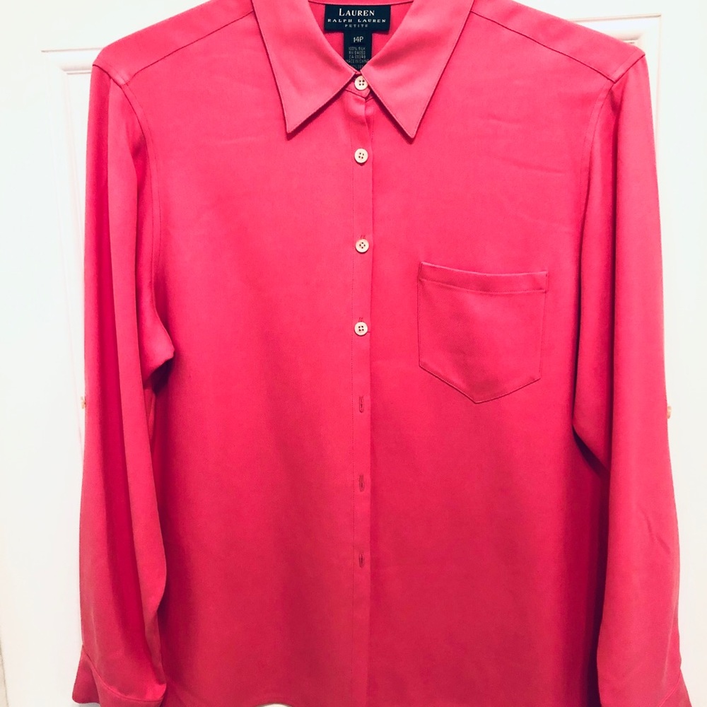 Hot pink sueded silk blouse